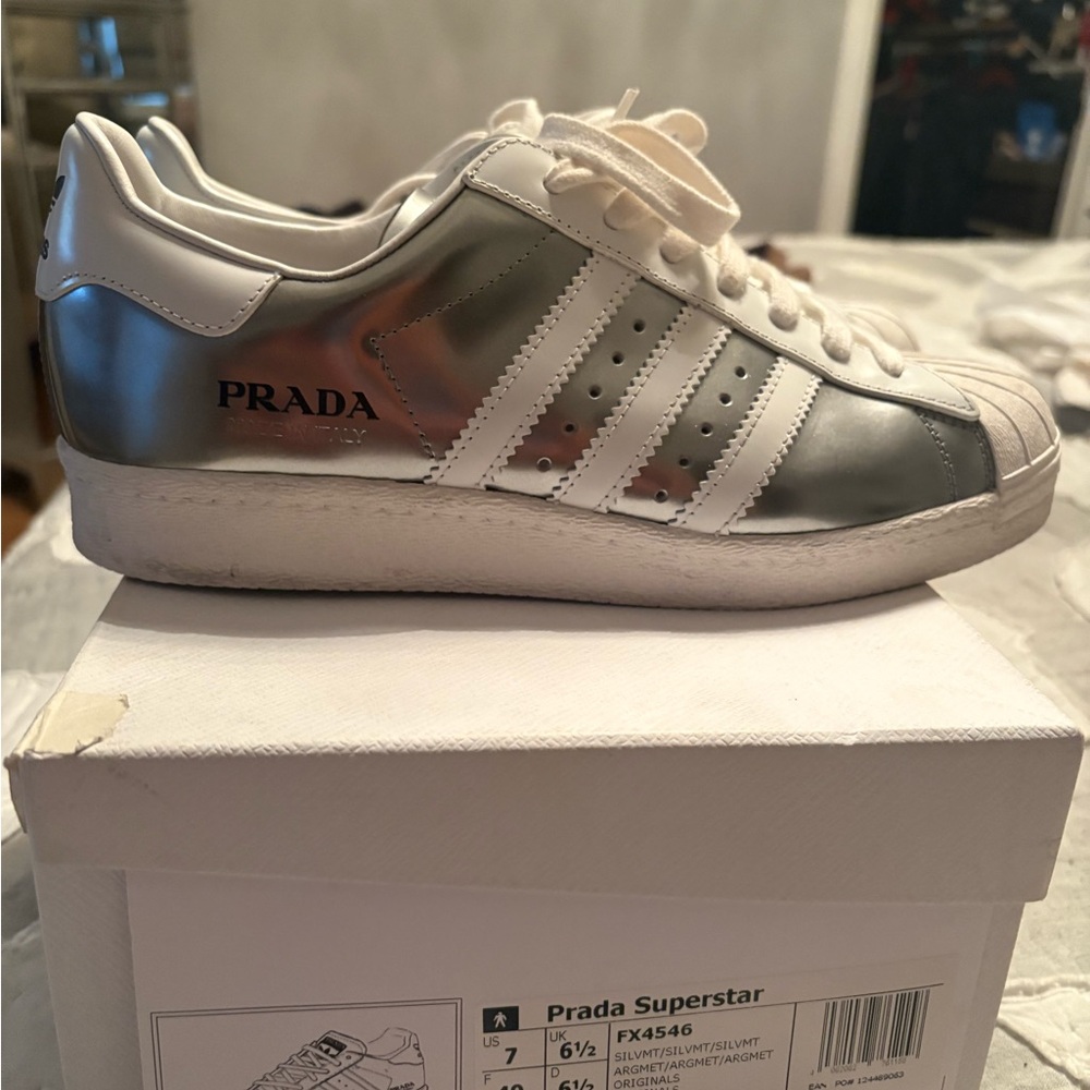 Prada Superstar Sneakers in White and Gray